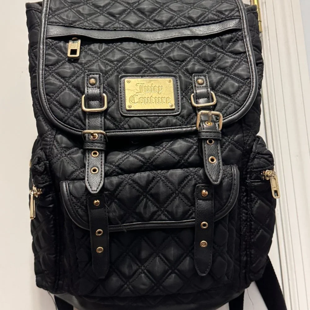 Juicy Couture black quilted backpack with adjustable straps